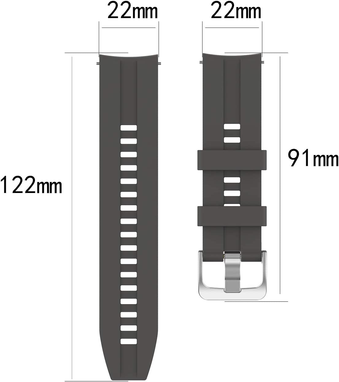 Band Compatible with Huawei Watch GT 4 46Mm/Watch 4 3 Pro/Gt 4 3 2 Pro/Watch 4 3/Watch GT3 46Mm/Gt2 46Mm/Gt 2E/Gt Runner, 22MM Silicone Replacement Wristband Strap