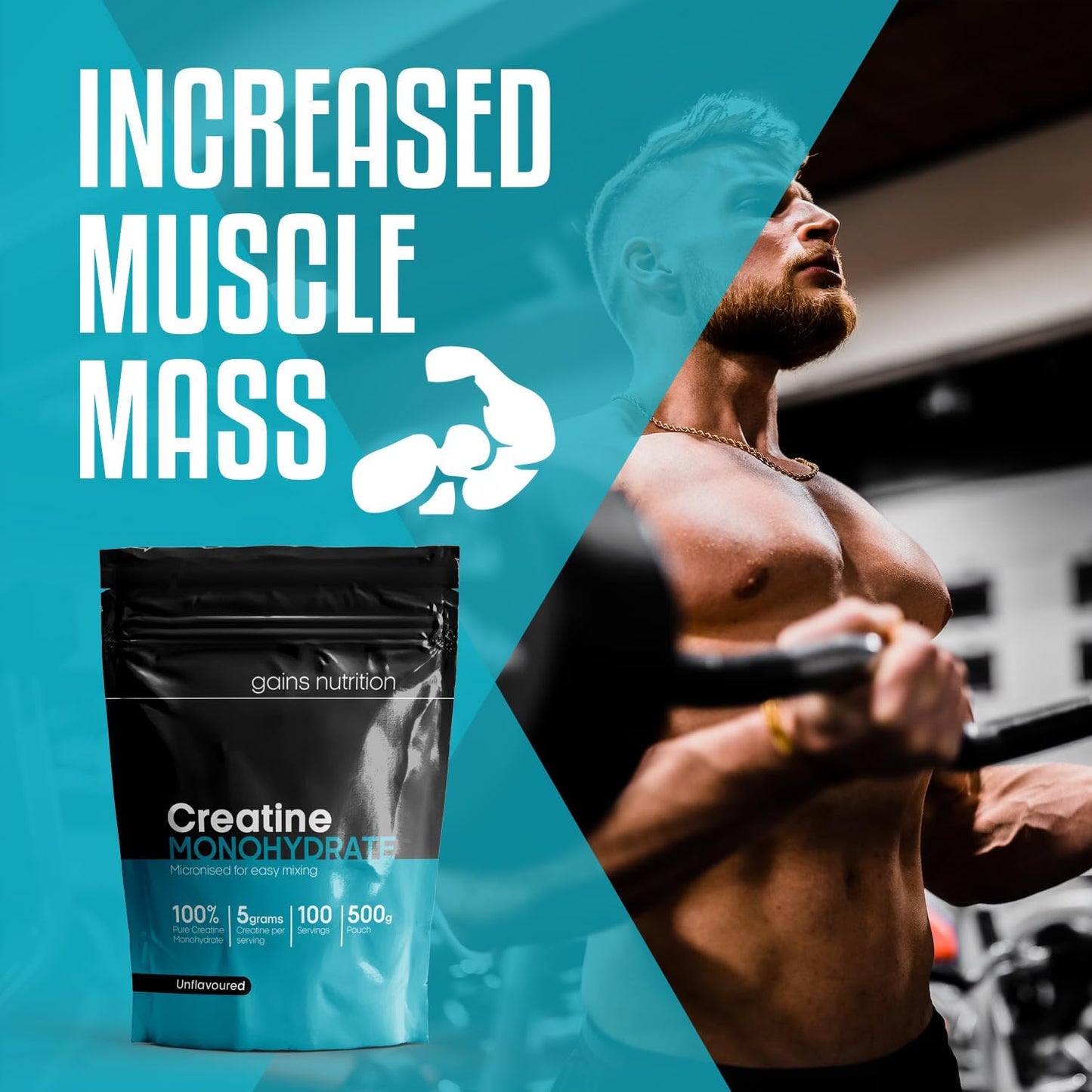 GN Creatine Powder | 500G High Strength Creatine Monohydrate Powder - 5G per Serving | Unflavoured Filler Free Creatine-Monohydrate | Non-Gmo & Gluten Free