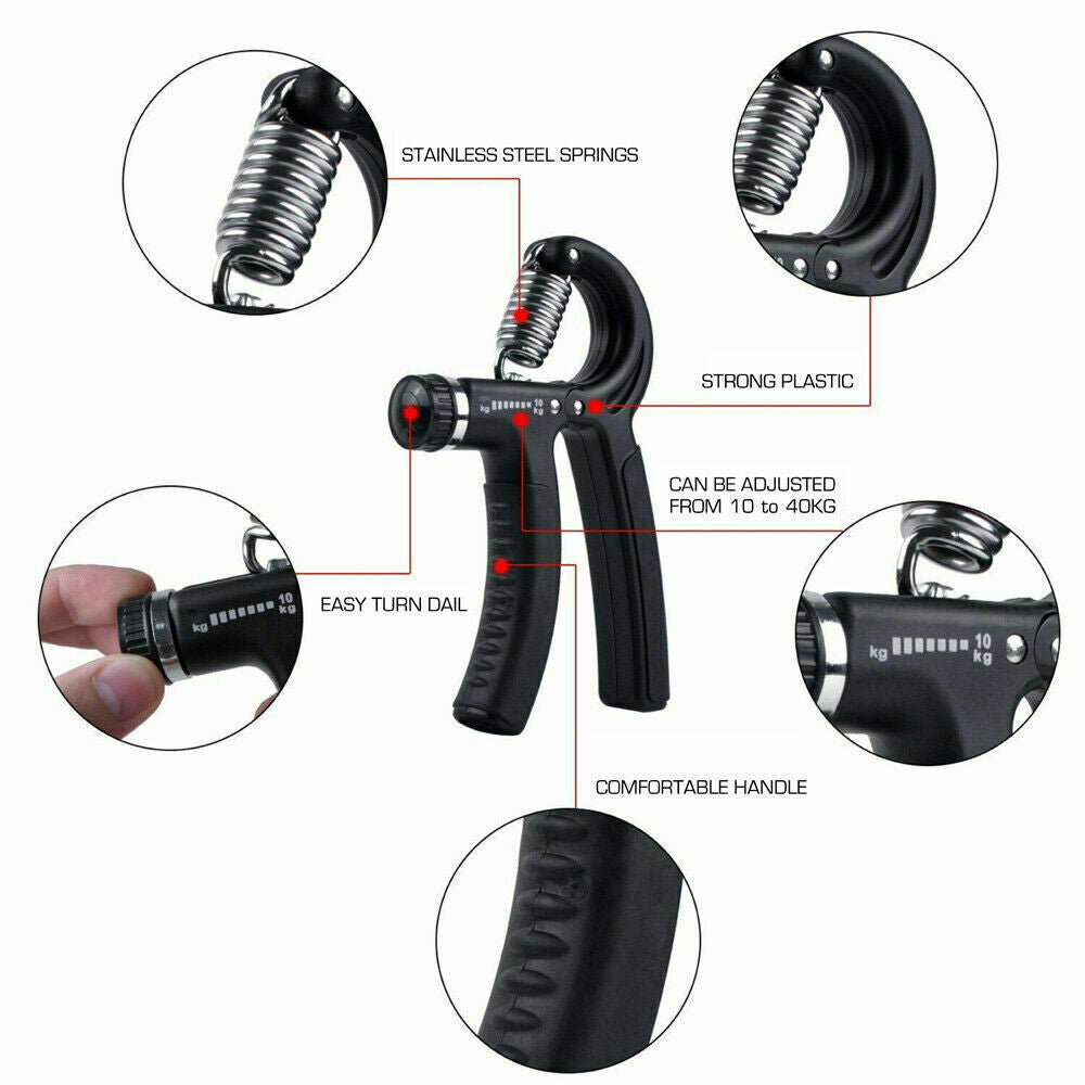 10-60KG Adjustable Hand Grip Strengthener Wrist Forearm Trainer Exerciser