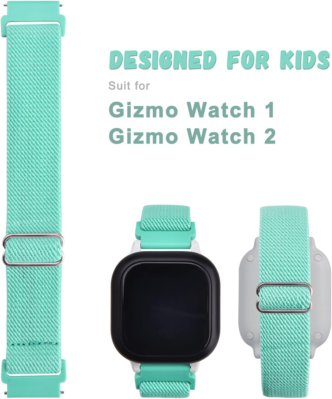 Nylon Gizmo Watch Band Replacement for Kids Boys Girls, Adjustable Braided Elastic Sport Loop Watch Bands Compatible with Verizon Gizmo Watch 2 / Gizmo Watch 1 Band