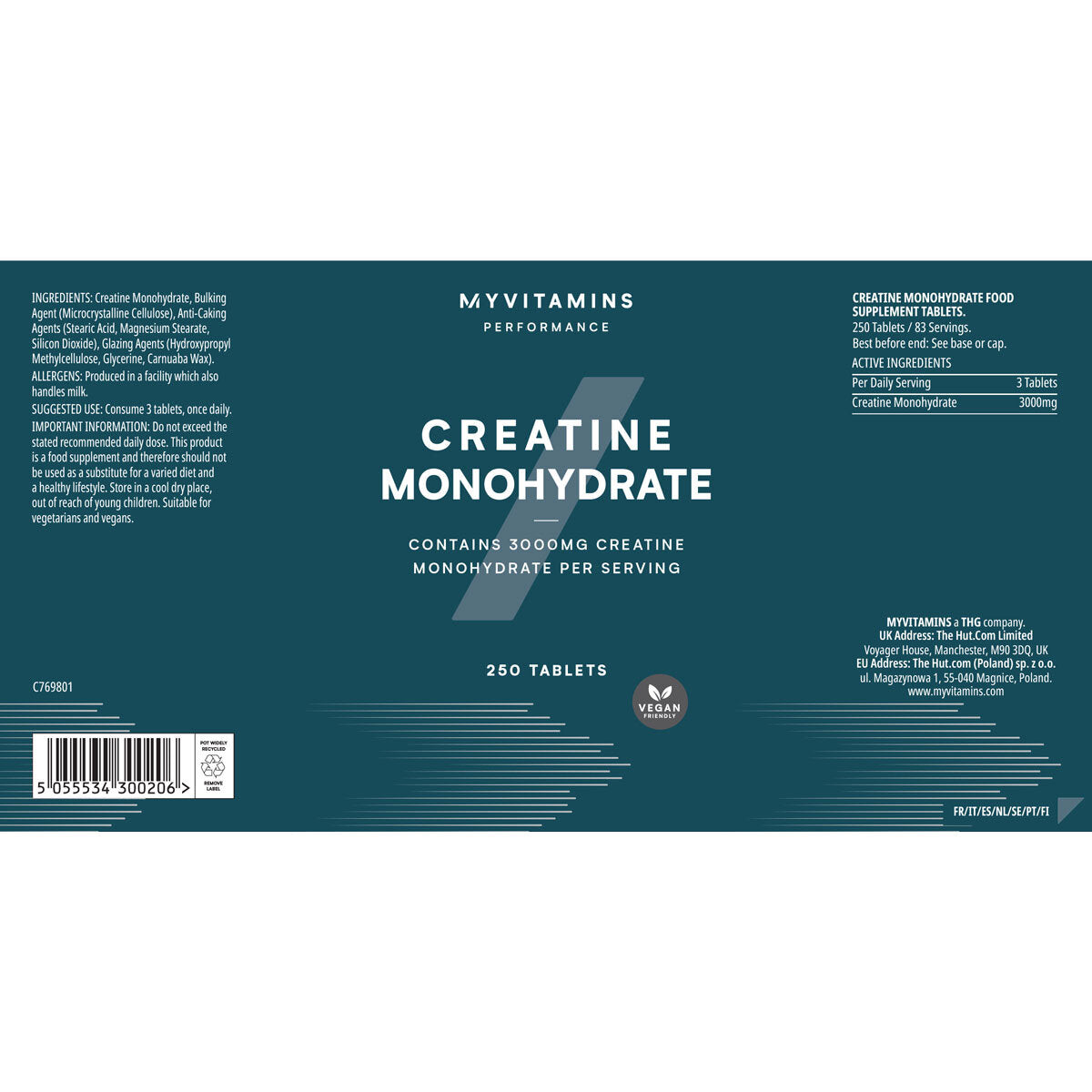 Creatine Monohydrate, 250 Tablets